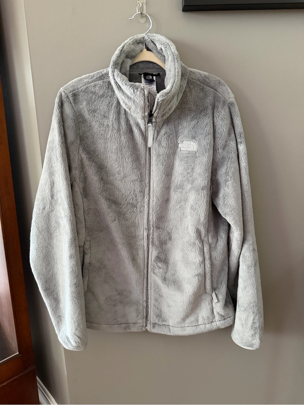 The North Face Light Gray Plush Full-Zip Fleece Jacket
